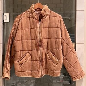 Free People Dolman Quilted Knit Jacket in Color: Champagne Diamonds